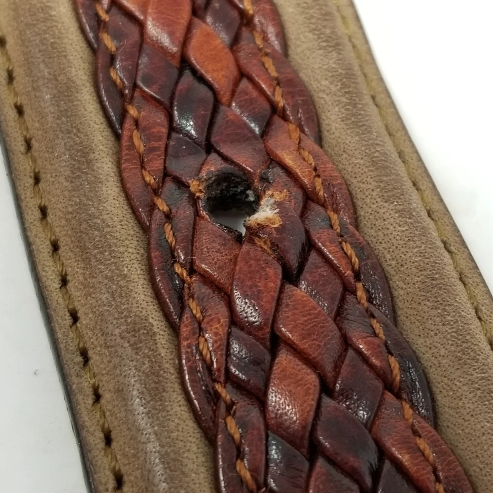 Tommy Bahama Braided Leather Belt Men's Size 36 Brown Tan Western Silver Tone